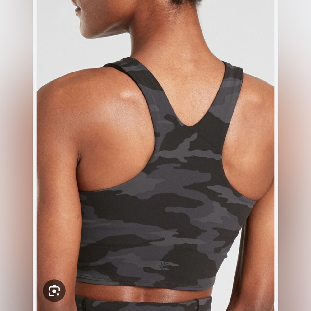Athleta Black and Charcoal Camouflage Crop Top - Picture 3 of 7